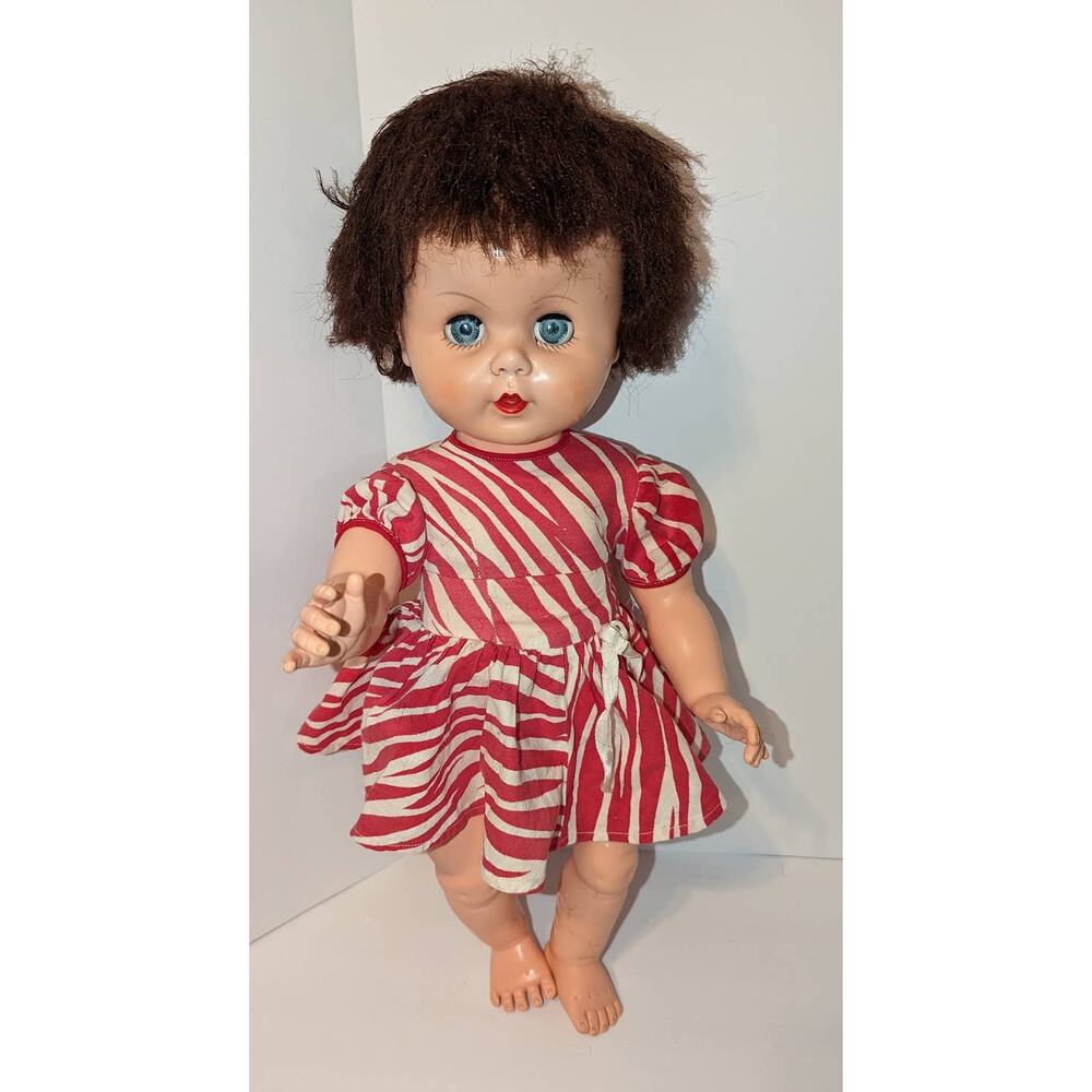 Vintage 20" Play Pal Type Vinyl Doll Marked 20-J-5 Rooted Hair Sleepy Eyes